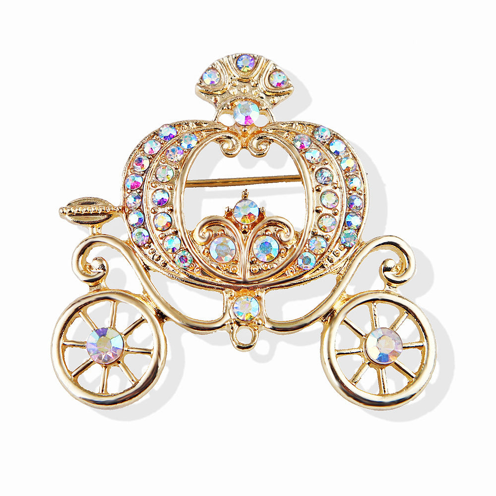 Kürbis Auto Brosche Märchen Stil Lanhao Grau Guniang Bunte Strass