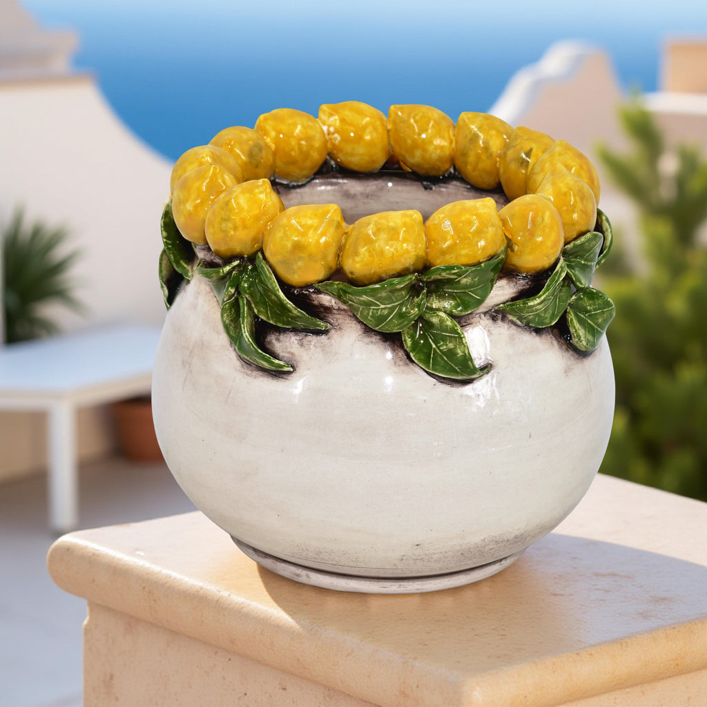 Vaso h 16 con Limoni di Sicilia madreperla colorato