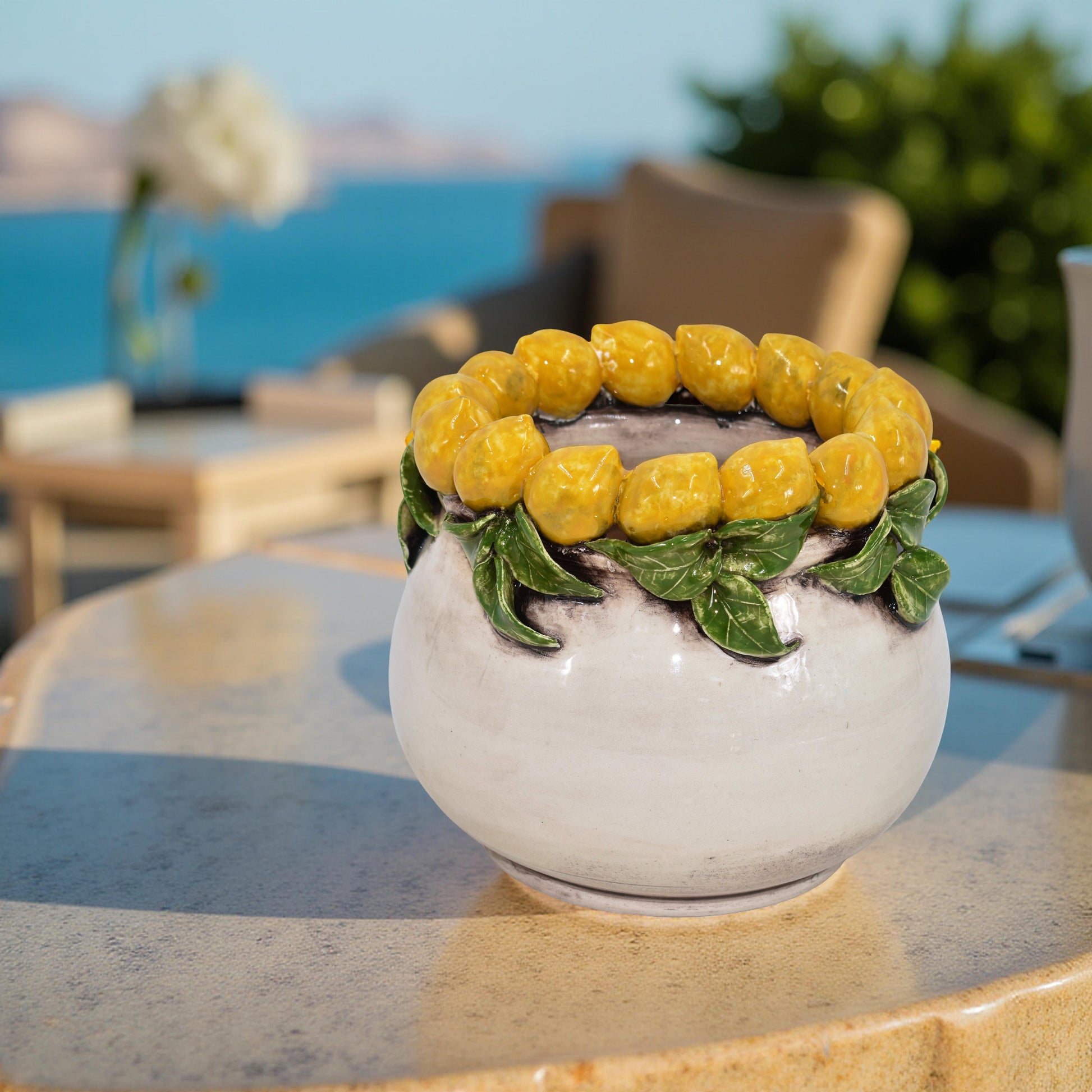 Vaso h 16 con Limoni di Sicilia madreperla colorato