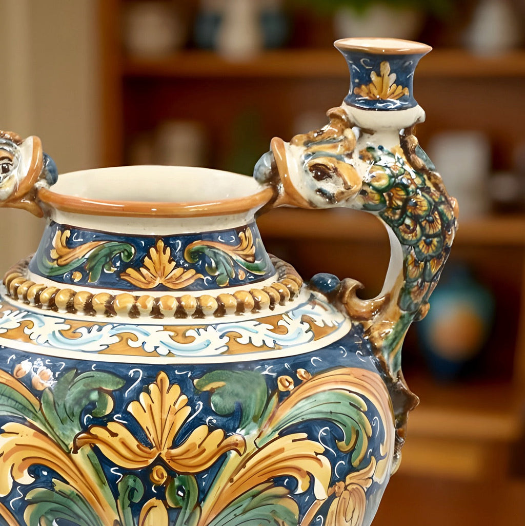 Vaso boccia h 40 c/manici pesci portacandele ornato calatino