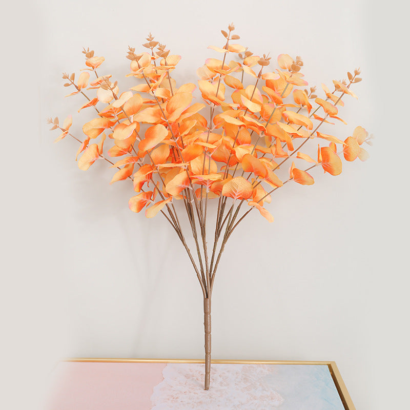 Flor de eucalipto, hoja de dinero, flor de seda, decoración del hogar