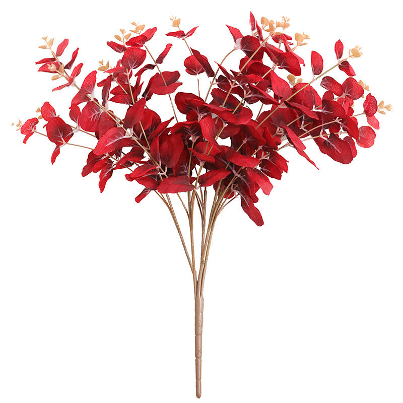 Flor de eucalipto, hoja de dinero, flor de seda, decoración del hogar