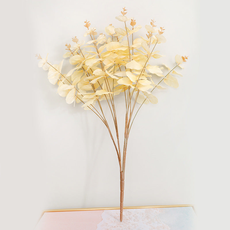 Flor de eucalipto, hoja de dinero, flor de seda, decoración del hogar