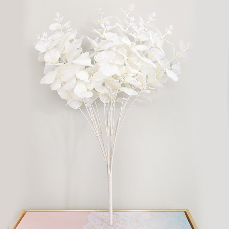 Flor de eucalipto, hoja de dinero, flor de seda, decoración del hogar