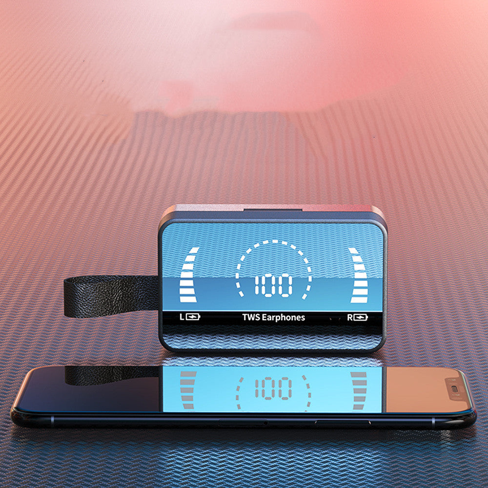 Auricolari Bluetooth 5.0, impermeabili, wireless, con scatola di ricarica e microfono.