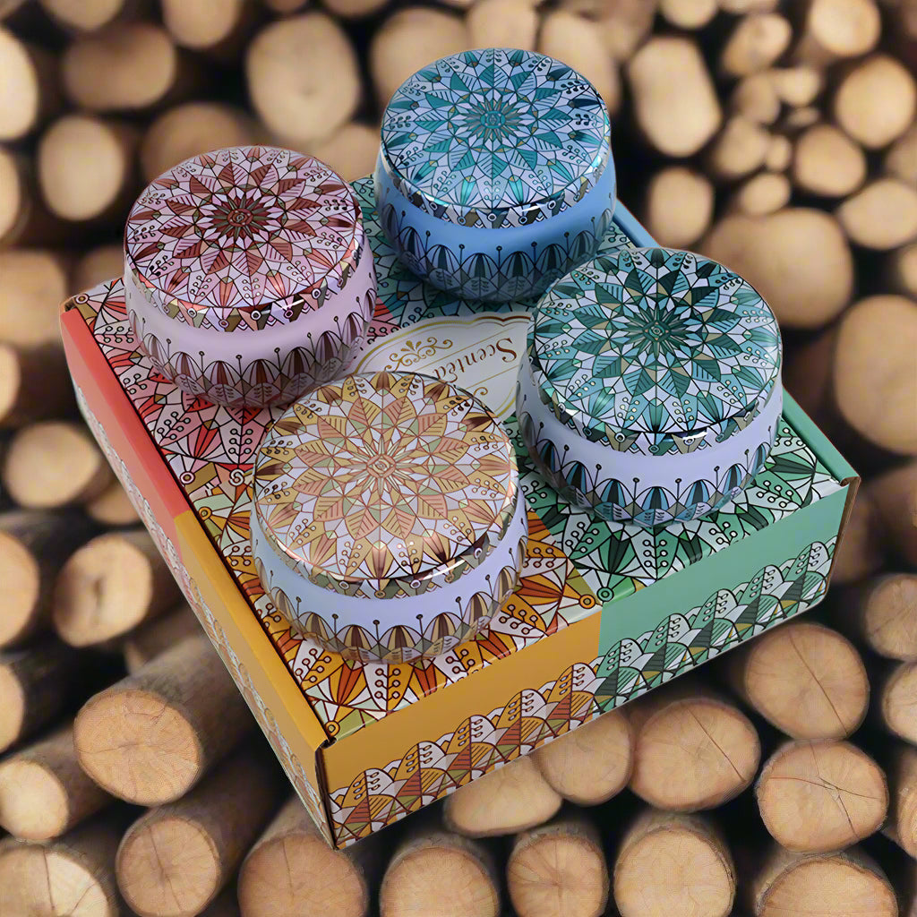 Duftkerzen, atemberaubendes Aroma, Paket mit Sprüchen, schöne Geschenkbox, 4 Stück