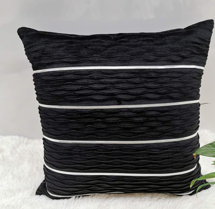 Luxury Striped Velvet Pillow Cover with plush comfortable texture.