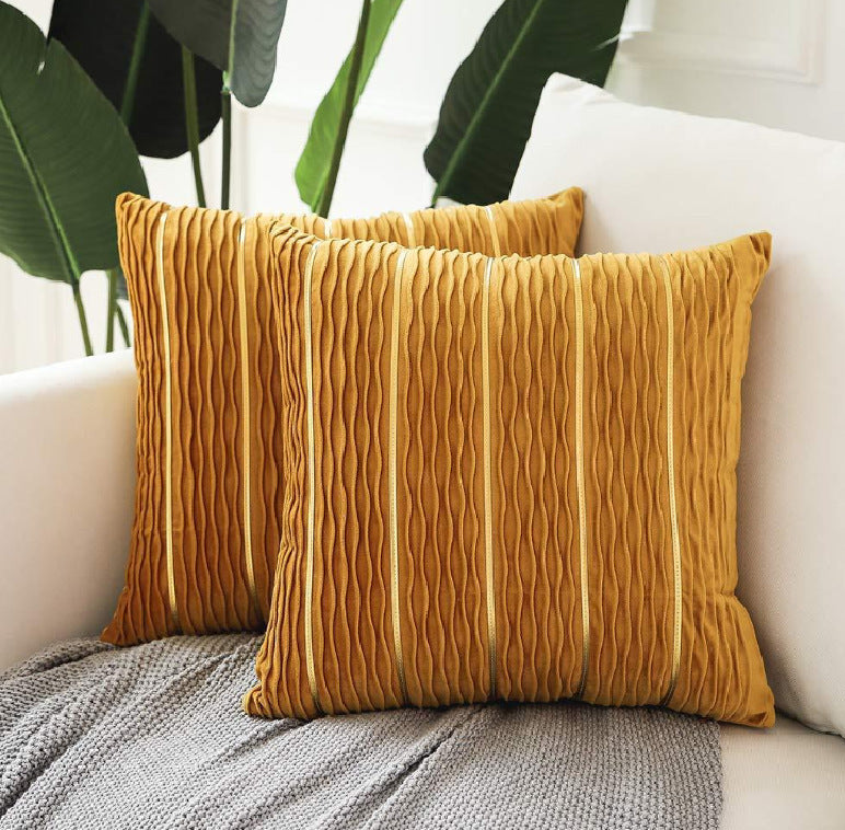 Luxury Striped Velvet Pillow Cover with plush comfortable texture.