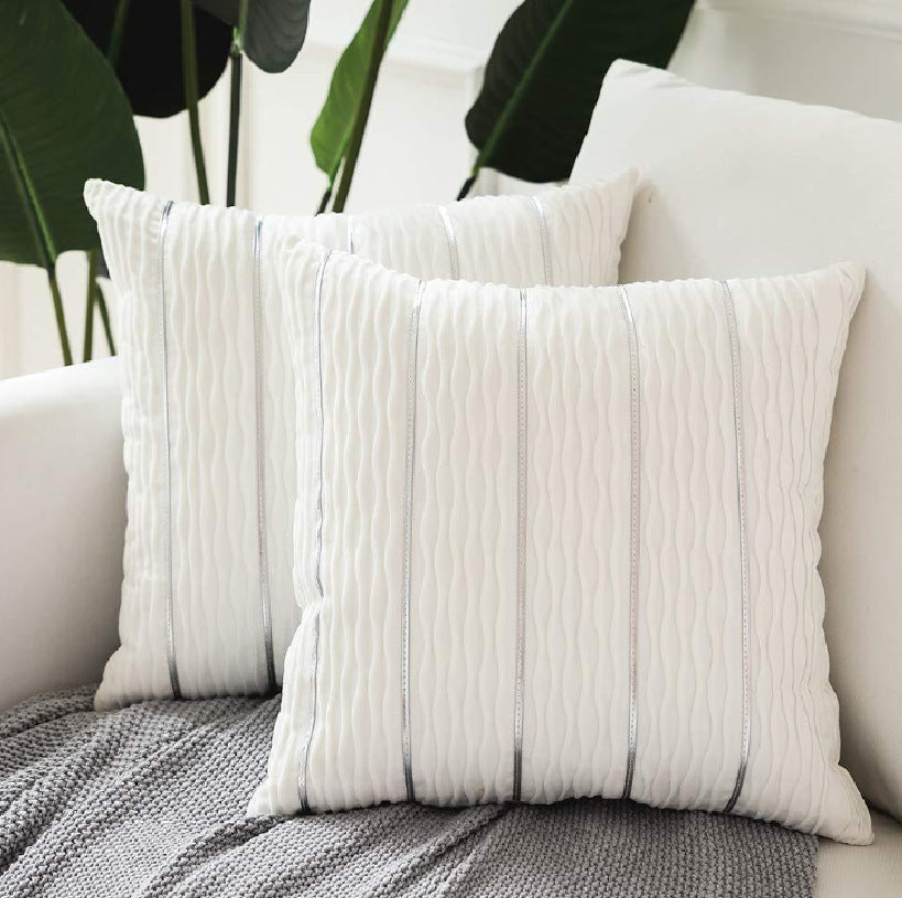 Luxury Striped Velvet Pillow Cover with plush comfortable texture.