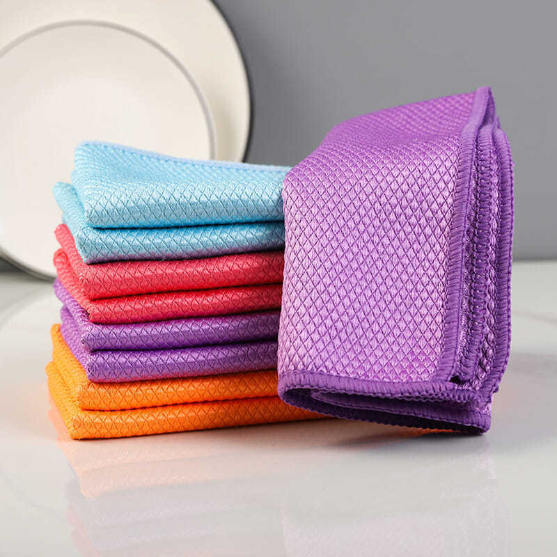 Towel Fish Scale Rag Absorbent Seamless Glass Cleaning
