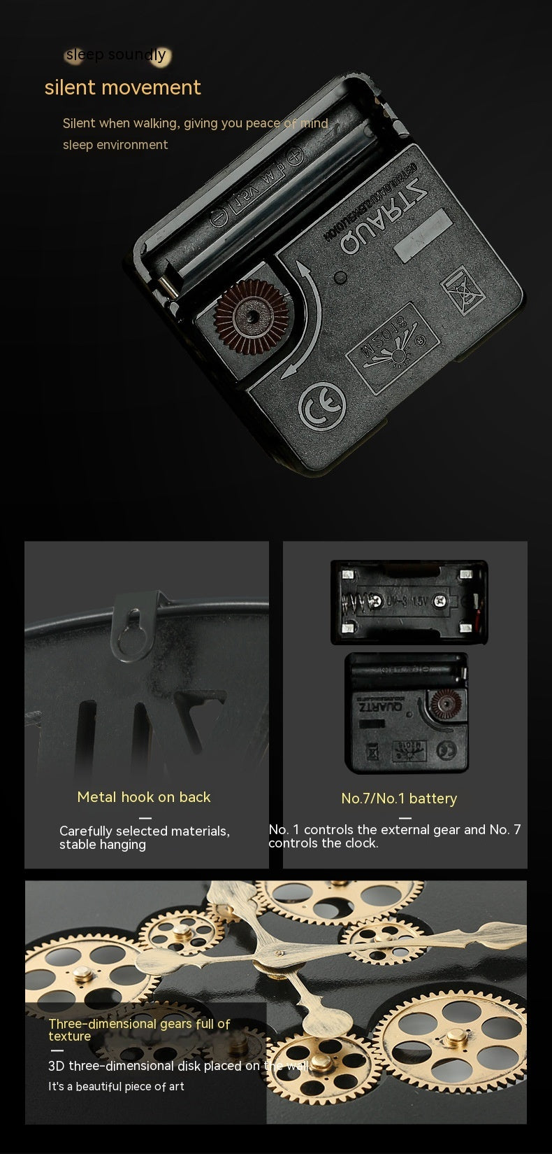 Reloj decorativo creativo estilo mecánico