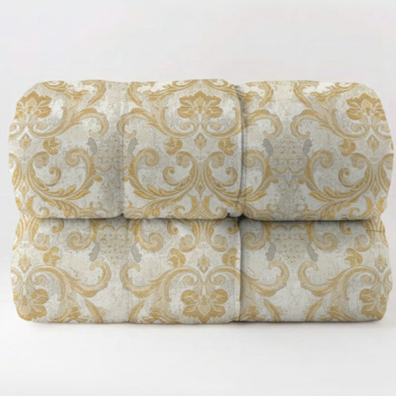 Trapunta Diamante Matrimoniale Jacquard Panna e Oro 270x270 cm | Invernale 350 gr 