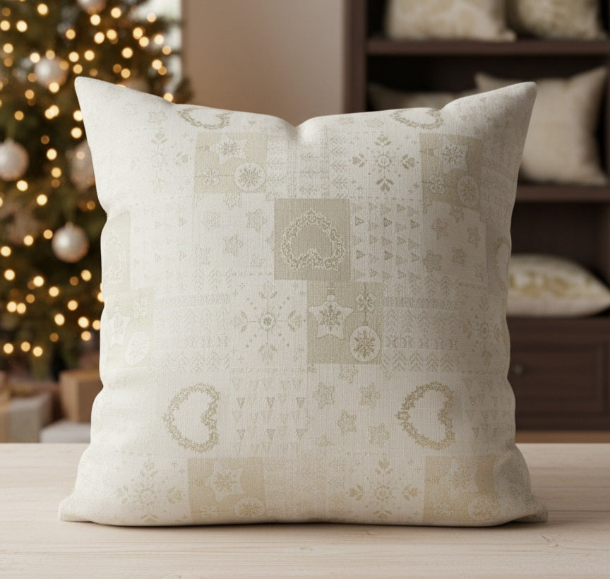 Cuscino Arredo Natalizio "Parigi" | Cotone con Lurex | Decorazione divano