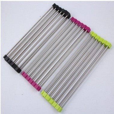 Escurridor de fregadero de cocina plegable de acero inoxidable