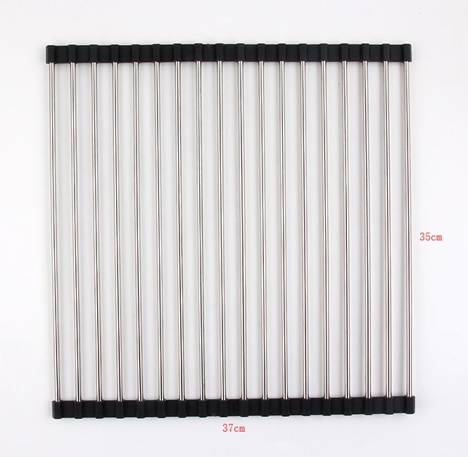 Escurridor de fregadero de cocina plegable de acero inoxidable