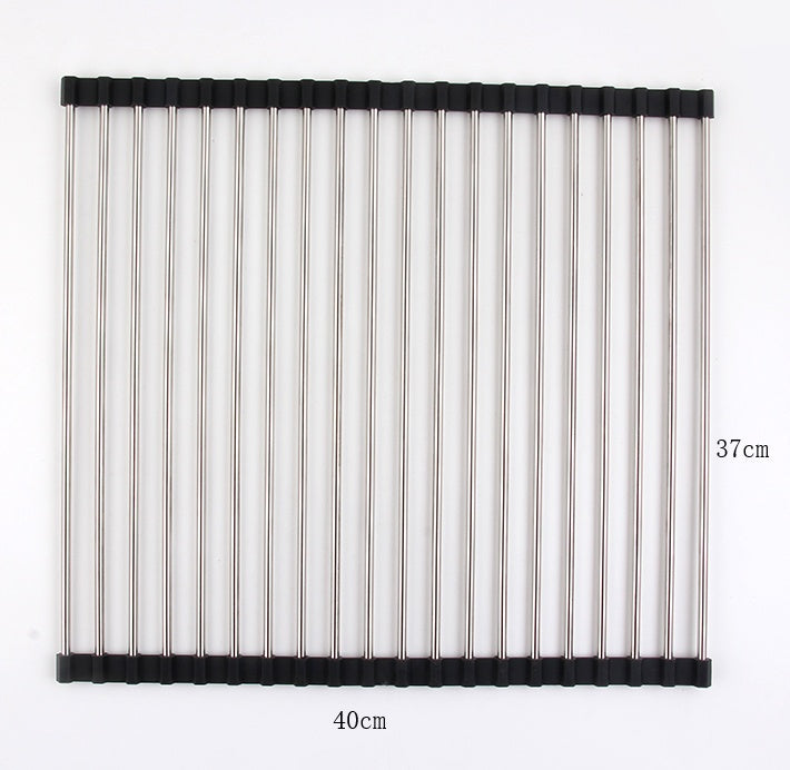 Escurridor de fregadero de cocina plegable de acero inoxidable