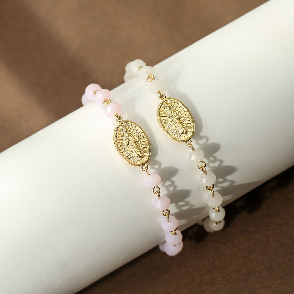 Perlenarmband Ovale Medaille Kristall Ostern