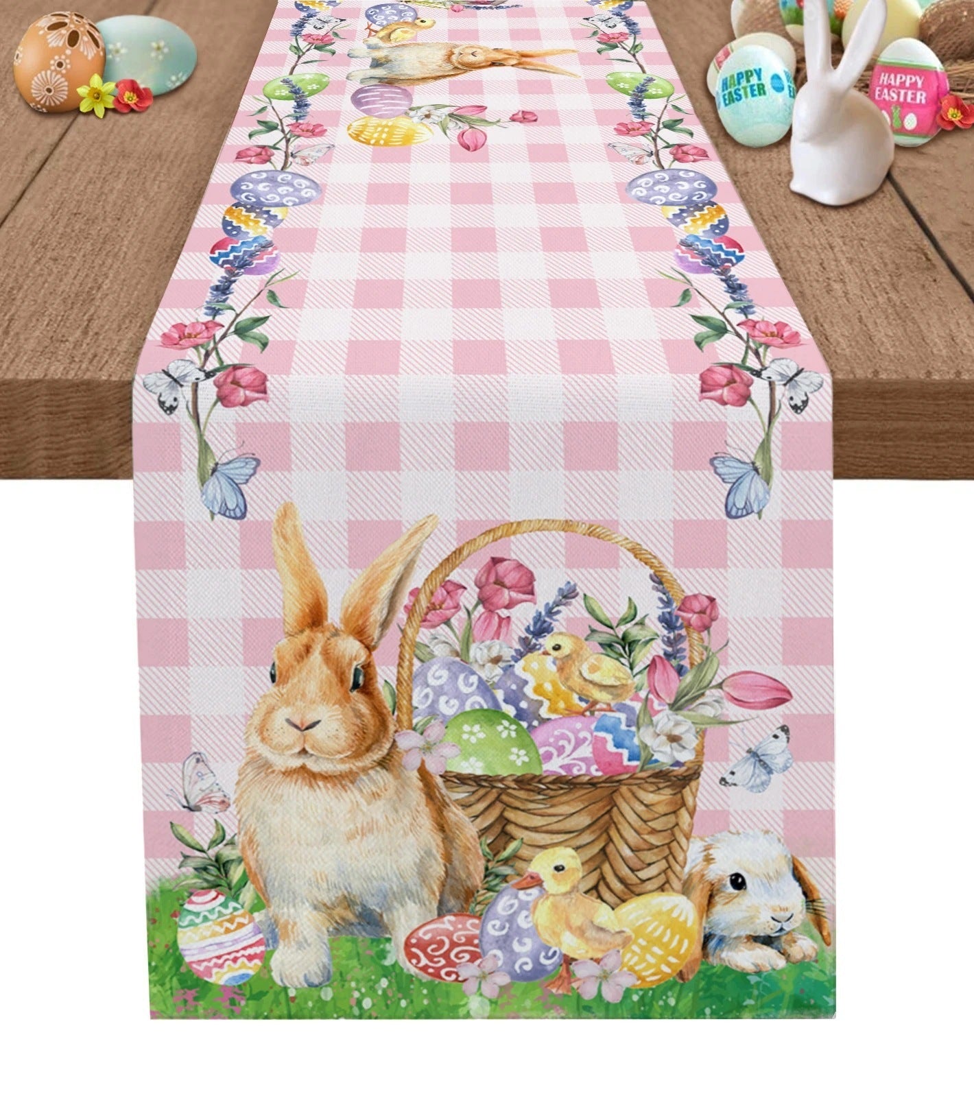 Holiday Dress-up Table Runner Easter Rabbit Egg Tablecloth