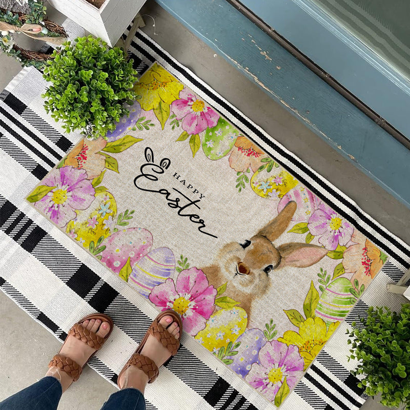 Easter Bunny Floor Mat Flower Decoration