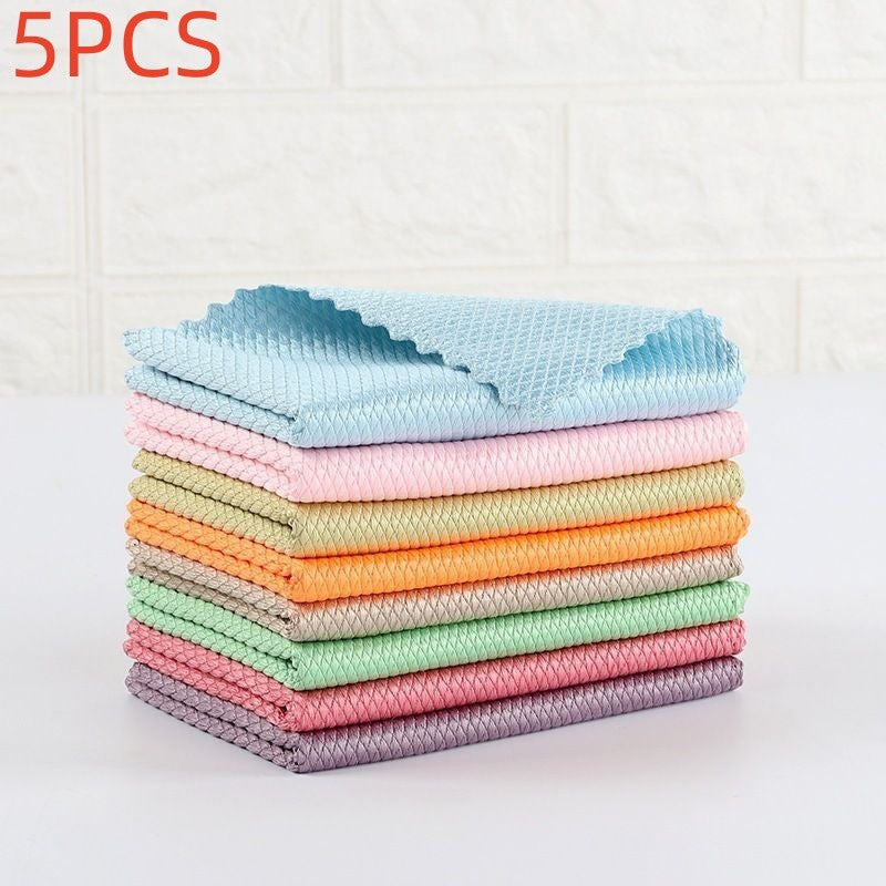 Towel Fish Scale Rag Absorbent Seamless Glass Cleaning