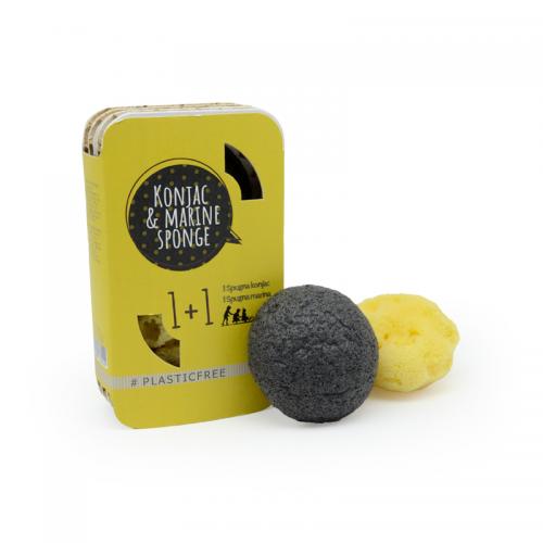 SPUGNA KONJAC NERA E SPUGNA MARINA PELLI IMPURE