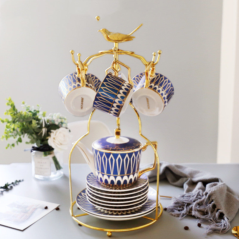 Juego de taza de café de cerámica europea con plato y cucharilla