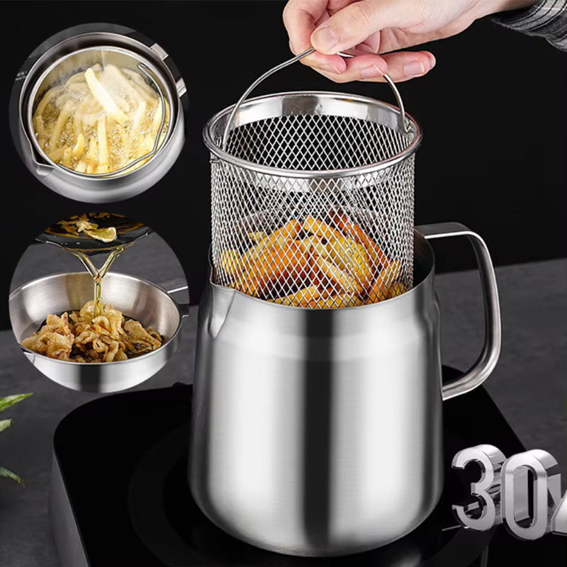 Deep Fryer Stainless Steel Versatile Oil Filter Vessel Large Capacity