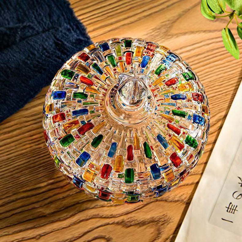 Barattolo di frutta secca con coperchio Snack Scatola di caramelle in vetro colorato