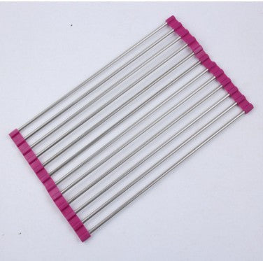 Escurridor de fregadero de cocina plegable de acero inoxidable