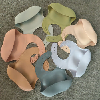 Bavaglino in silicone morbido e impermeabile per neonati con raccogli-cibo, bavaglino in silicone per neonati