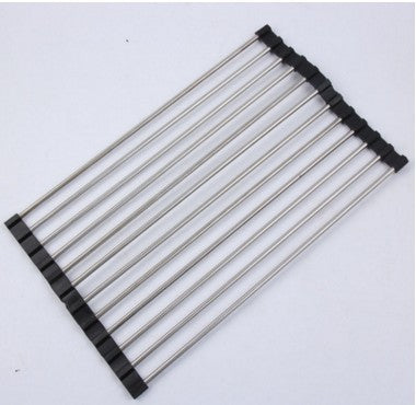 Escurridor de fregadero de cocina plegable de acero inoxidable