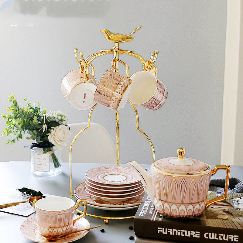 Juego de taza de café de cerámica europea con plato y cucharilla