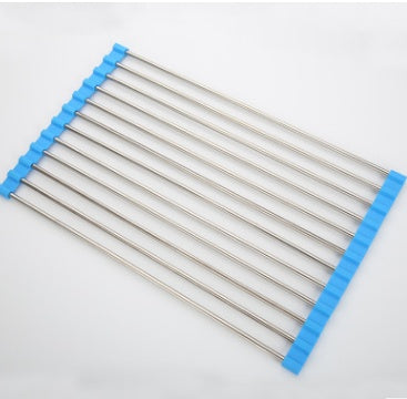 Escurridor de fregadero de cocina plegable de acero inoxidable