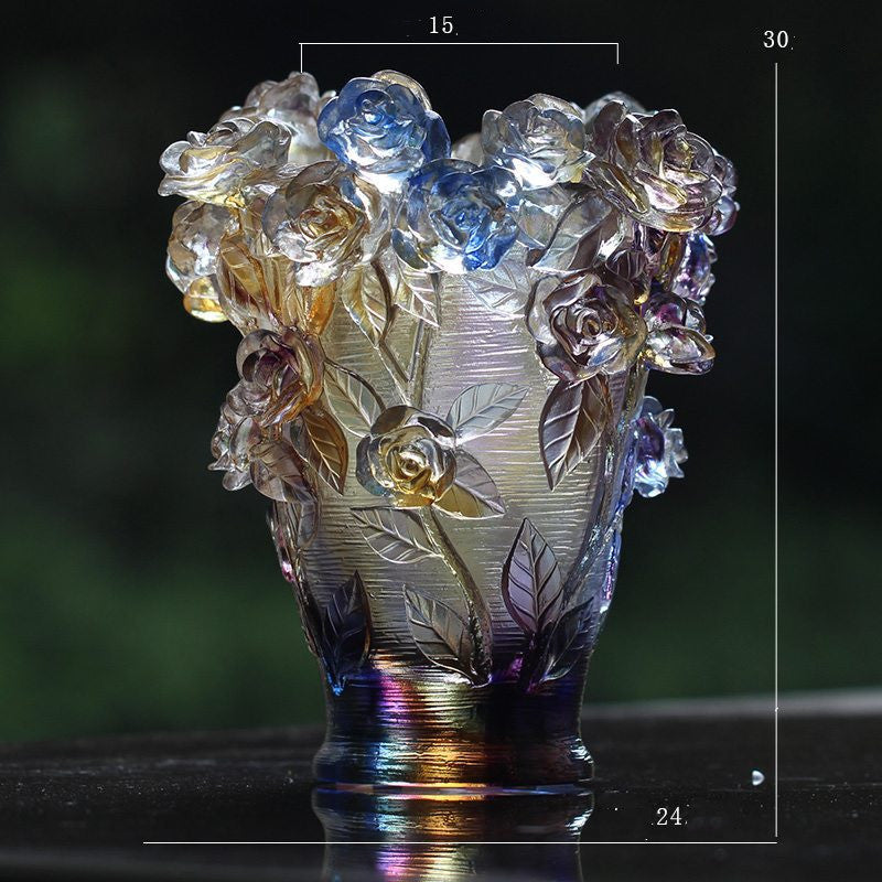 Antico vaso smaltato rosa creativa leggera