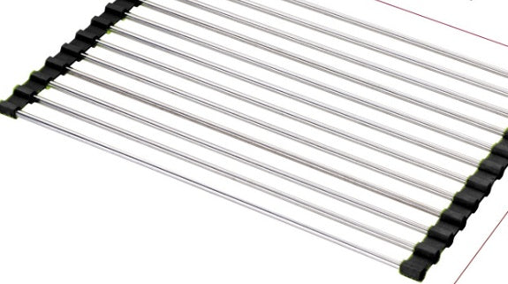 Escurridor de fregadero de cocina plegable de acero inoxidable