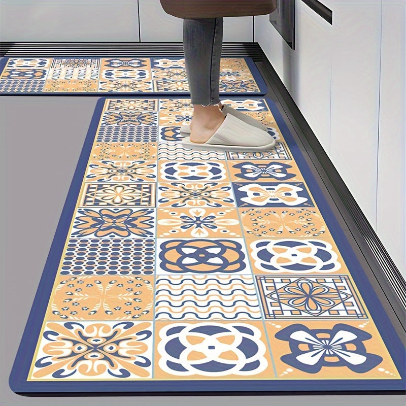 Vintage Style Earth Mat - Ultra Absorbent, Non-Slip Safety Mat for Bathroom, Kitchen, Prevents Slipping.