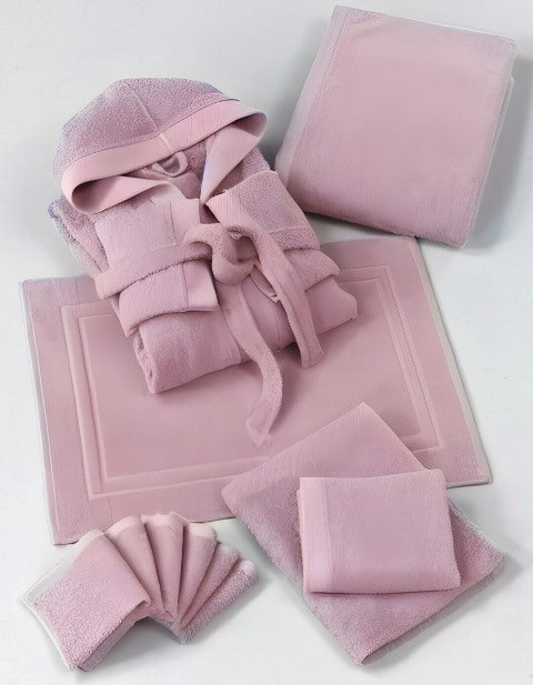 Combo Bagno Thea – Accappatoio + Set Spugna 11 pezzi en cotone idrofilo 550 g/m²