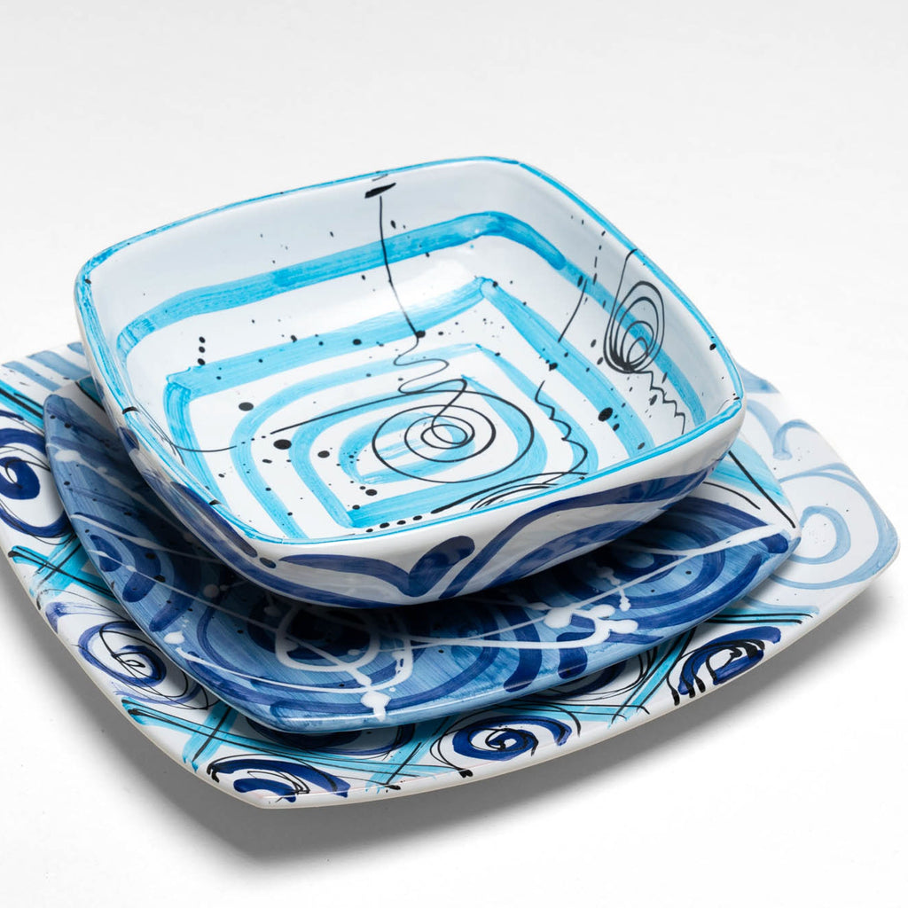 Tris Piatti Quadrati Azzurri Istintismo