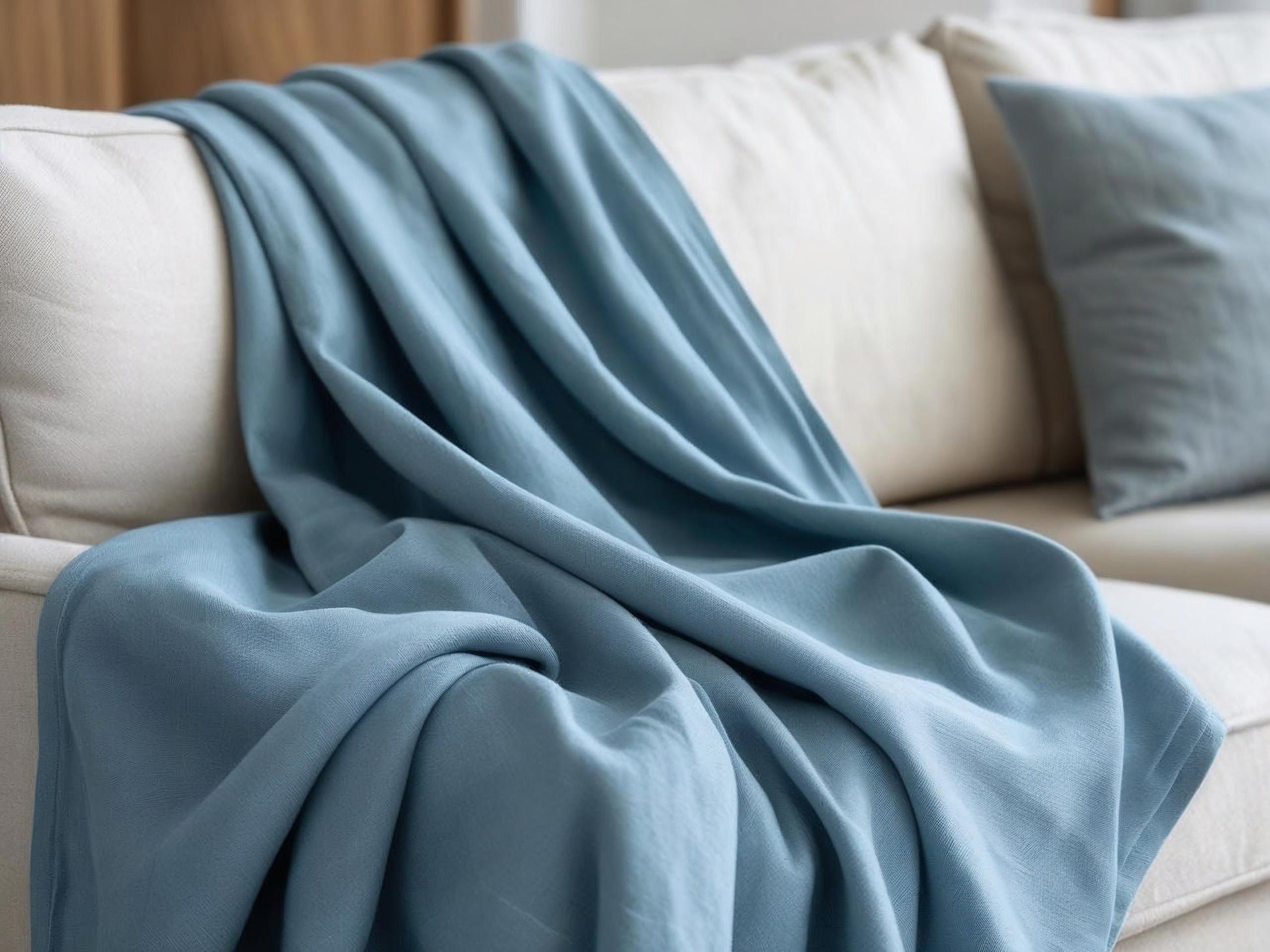 Foulard arredo „Laguna“ – Azzurro carta da zucchero