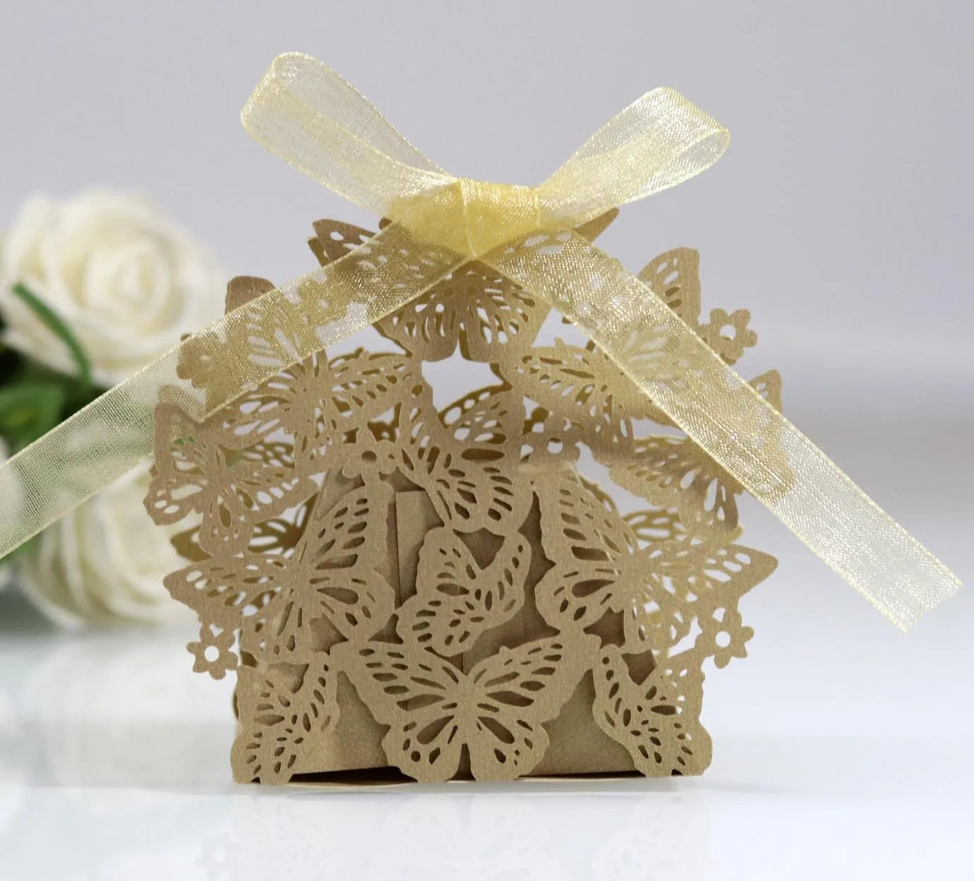 Butterfly Carriage Favor Gift Candy Box  Laser Cut With Ribbon.