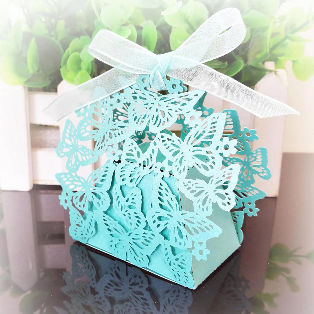 Butterfly Carriage Favor Gift Candy Box  Laser Cut With Ribbon.