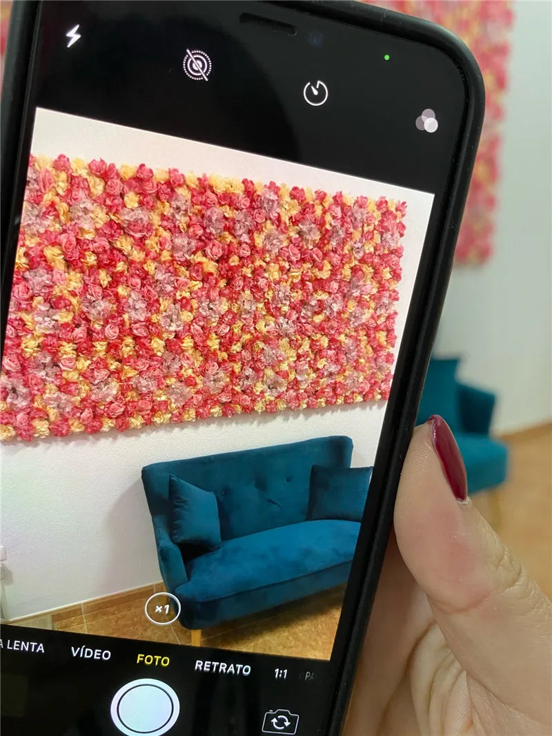 Decoración de fondo de pared con flores artificiales de rosas de seda rosa