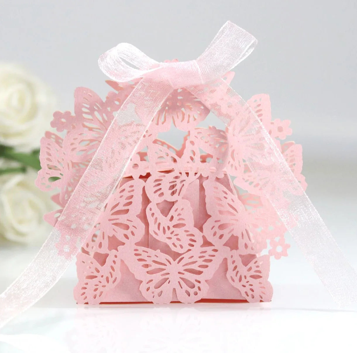 Butterfly Carriage Favor Gift Candy Box  Laser Cut With Ribbon.