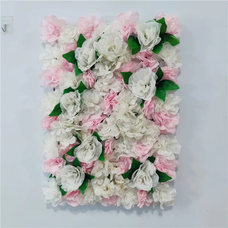 Decoración de fondo de pared con flores artificiales de rosas de seda rosa