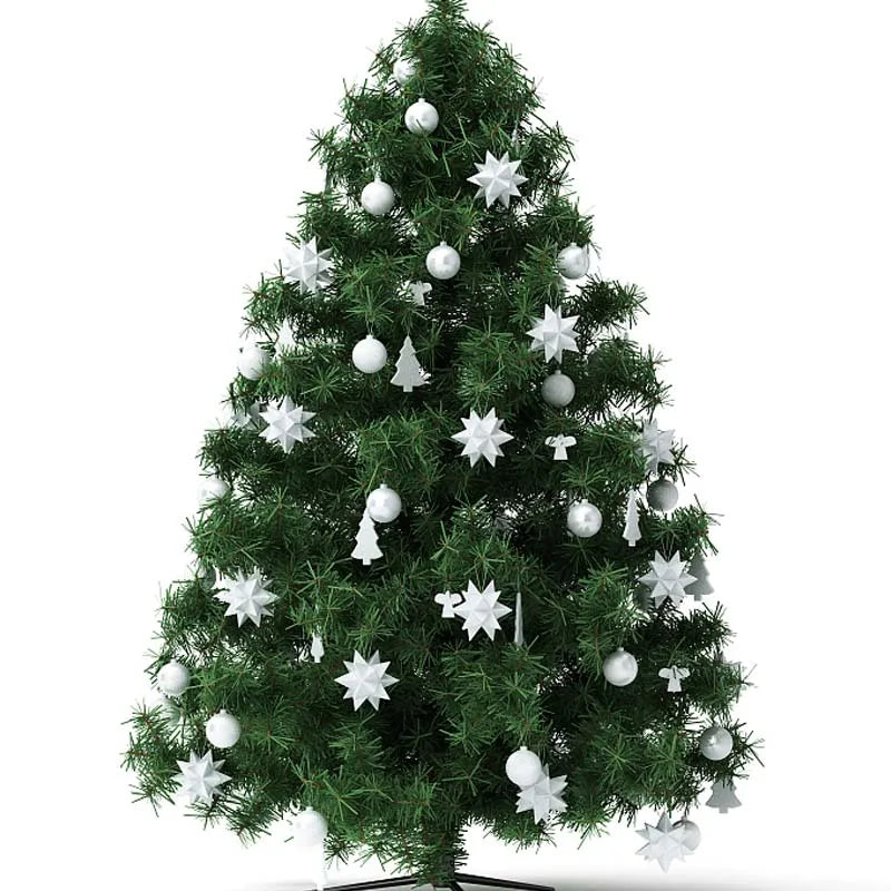 Palline di Natale decorative in plastica color rosa, oro e colori assortiti, confezionate in scatola.