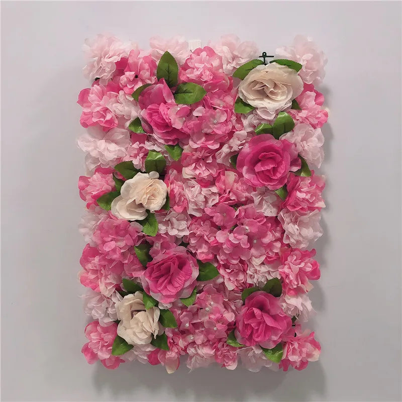Decoración de fondo de pared con flores artificiales de rosas de seda rosa