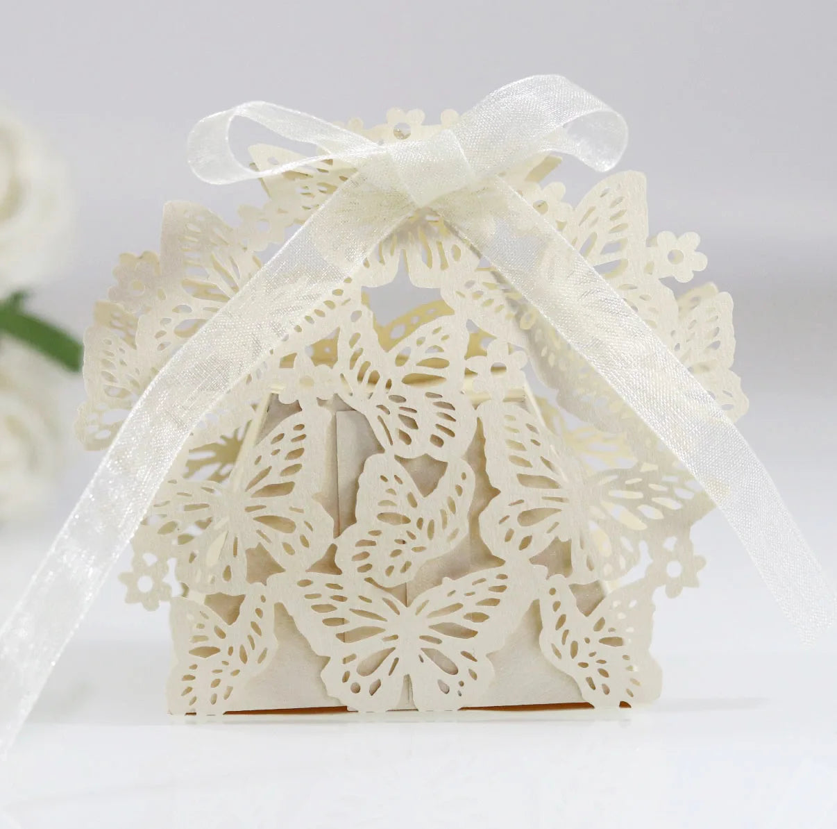 Butterfly Carriage Favor Gift Candy Box  Laser Cut With Ribbon.