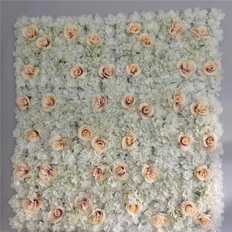 Decoración de fondo de pared con flores artificiales de rosas de seda rosa