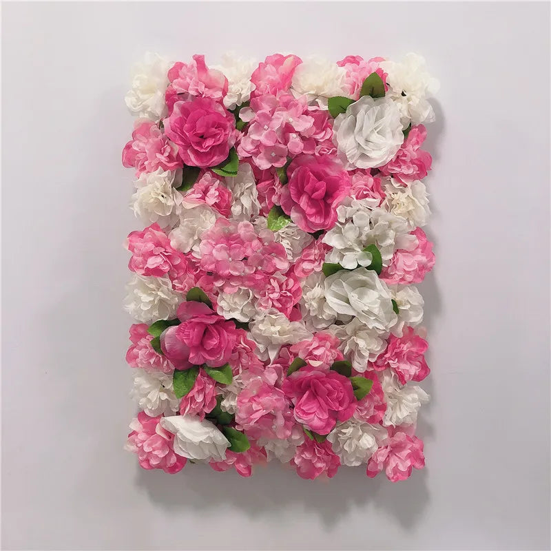 Decoración de fondo de pared con flores artificiales de rosas de seda rosa