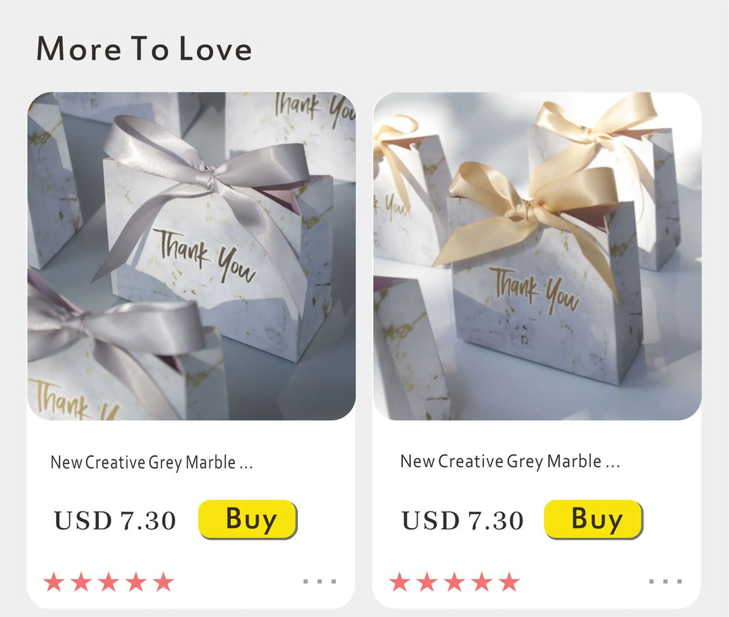 New Creative Mini Grey Marble Gift Bag Box for Party Baby Shower